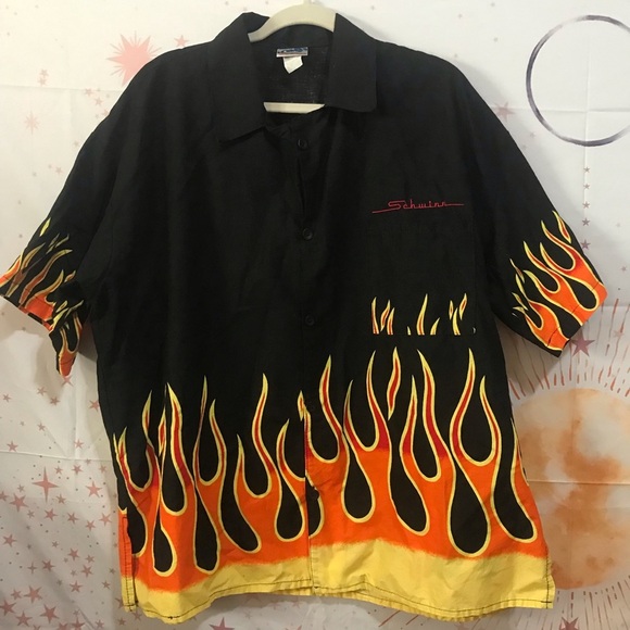 Vintage Collectible Classic Schwinn Button-up Collar Flaming shirt 1990's - Picture 2 of 3